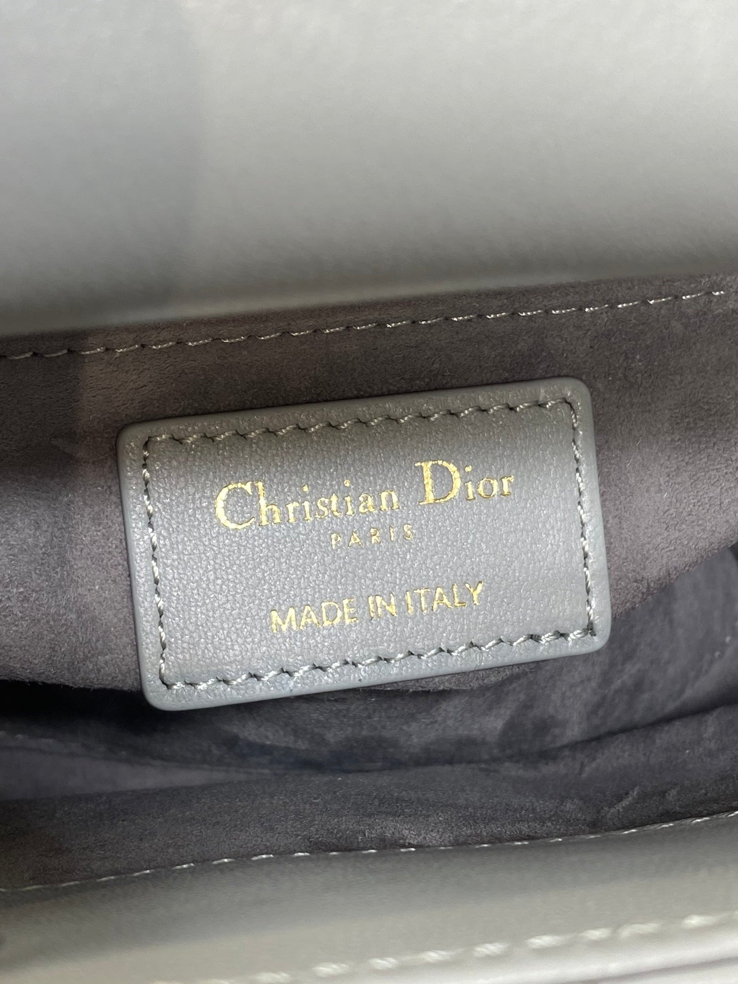 DIOR 25S MINI LADY BAG 17 IN DARK GRAY CALFSKIN CHARM CRYSTAL EMBELLISHMENTS