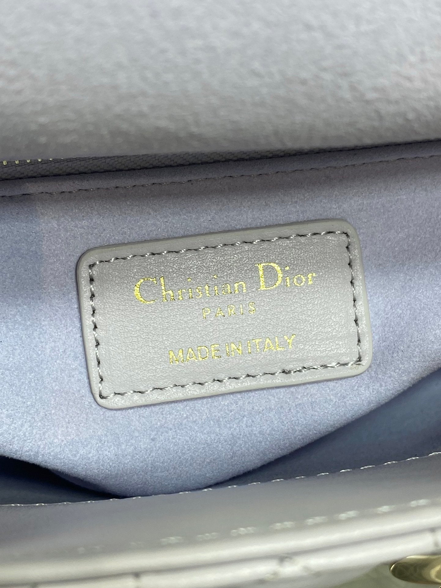 DIOR 25S MINI LADY BAG 17 IN LILAC CANNAGE CALFSKIN GOLD HARDWRE