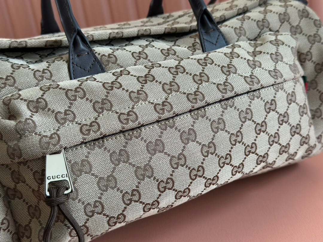 GUCCI SMALL DUFFLE BAG 42 IN BEIGE AND DARK BROWN CANVAS