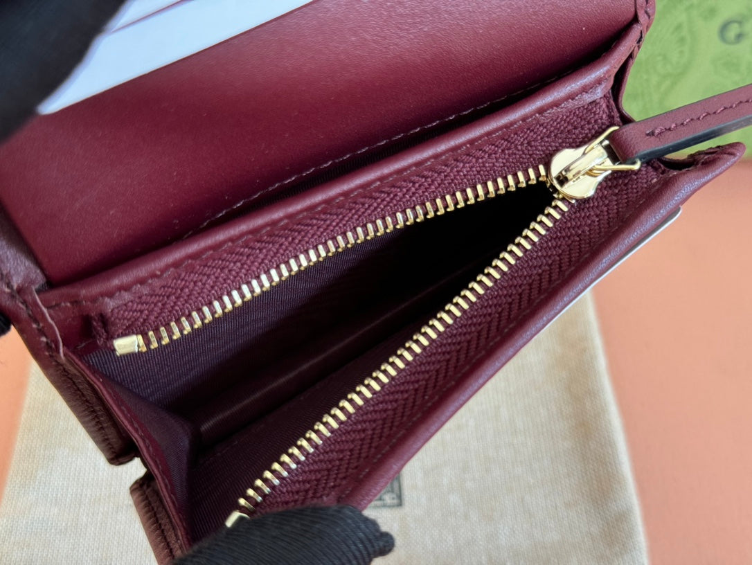 GUCCI HORSEBIT 1955 CARD CASE WALLET 11 IN BEIGE DARK BROWN NEW AND ROSSO ANCORA RED CALFSKIN