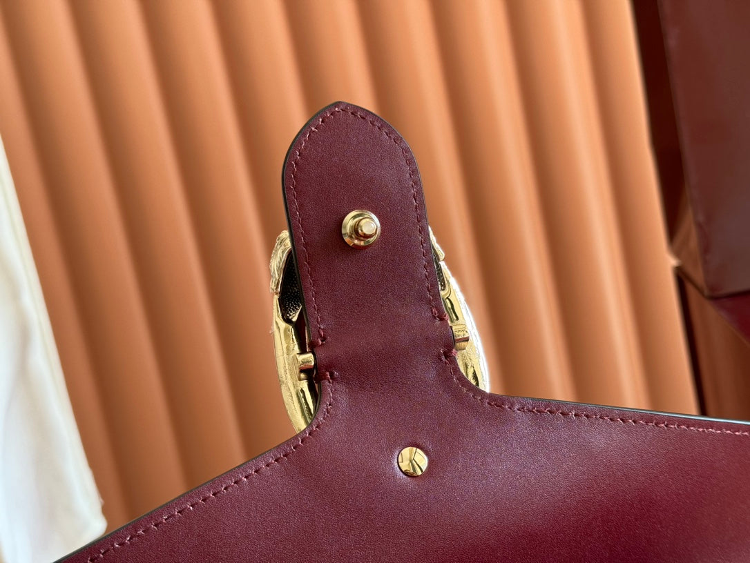 GUCCI DIONYSUS MEDIUM SHOULDER BAG 27.5 IN ROSSO ANCORA RED SUEDE