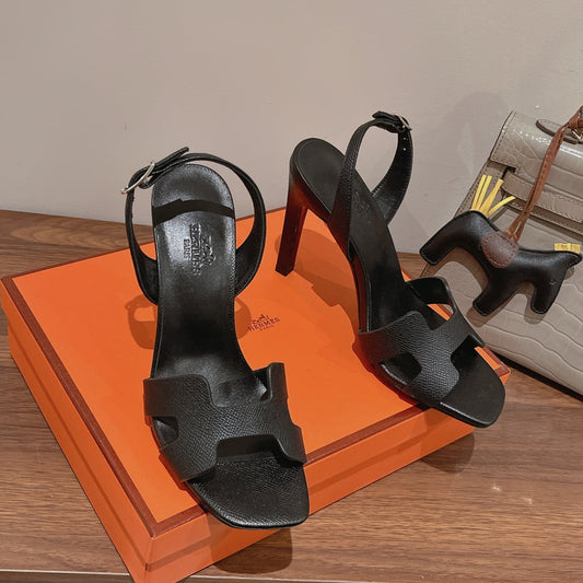 HERMES SLINGBACK SANDAL ETERNITE 105 BLACK LAMBSKIN