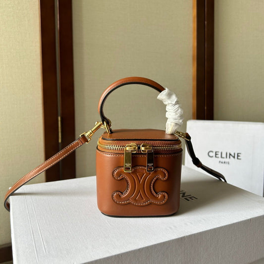 CELINE MINI VANITY CASE CUIR TRIOMPHE 9 IN BRONZE BROWN SMOOTH CALFSKIN