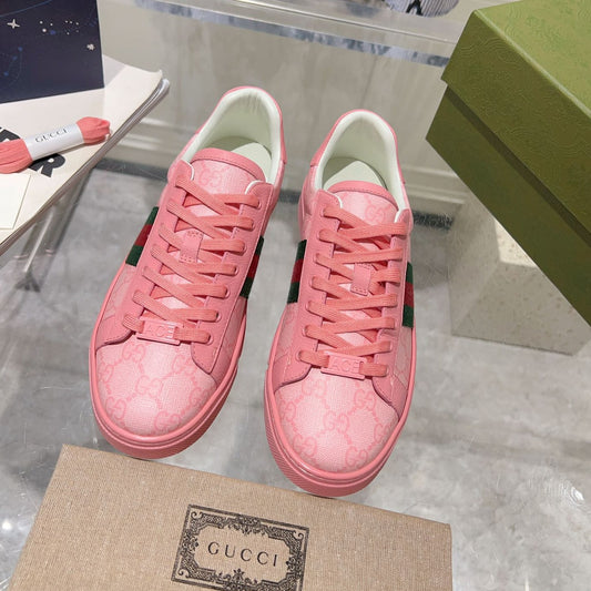 GUCCI ACE  SUPREME TRAINER BRIGHT PINK CALFSKIN