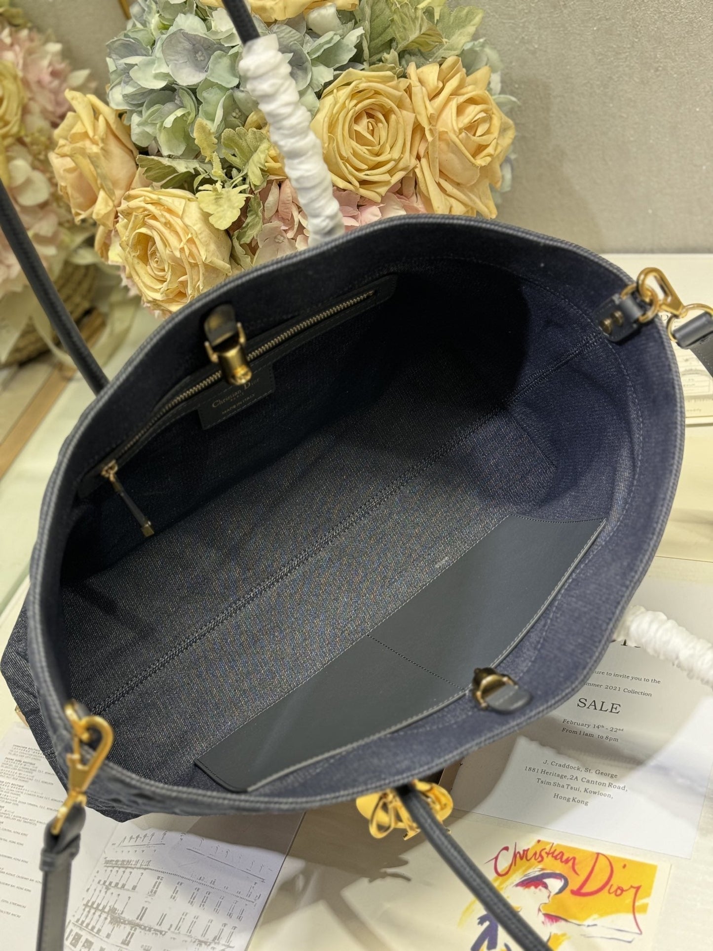 DIOR MEDIUM 37 TOUJOURS BAG IN BLACK CANNAGE DENIM