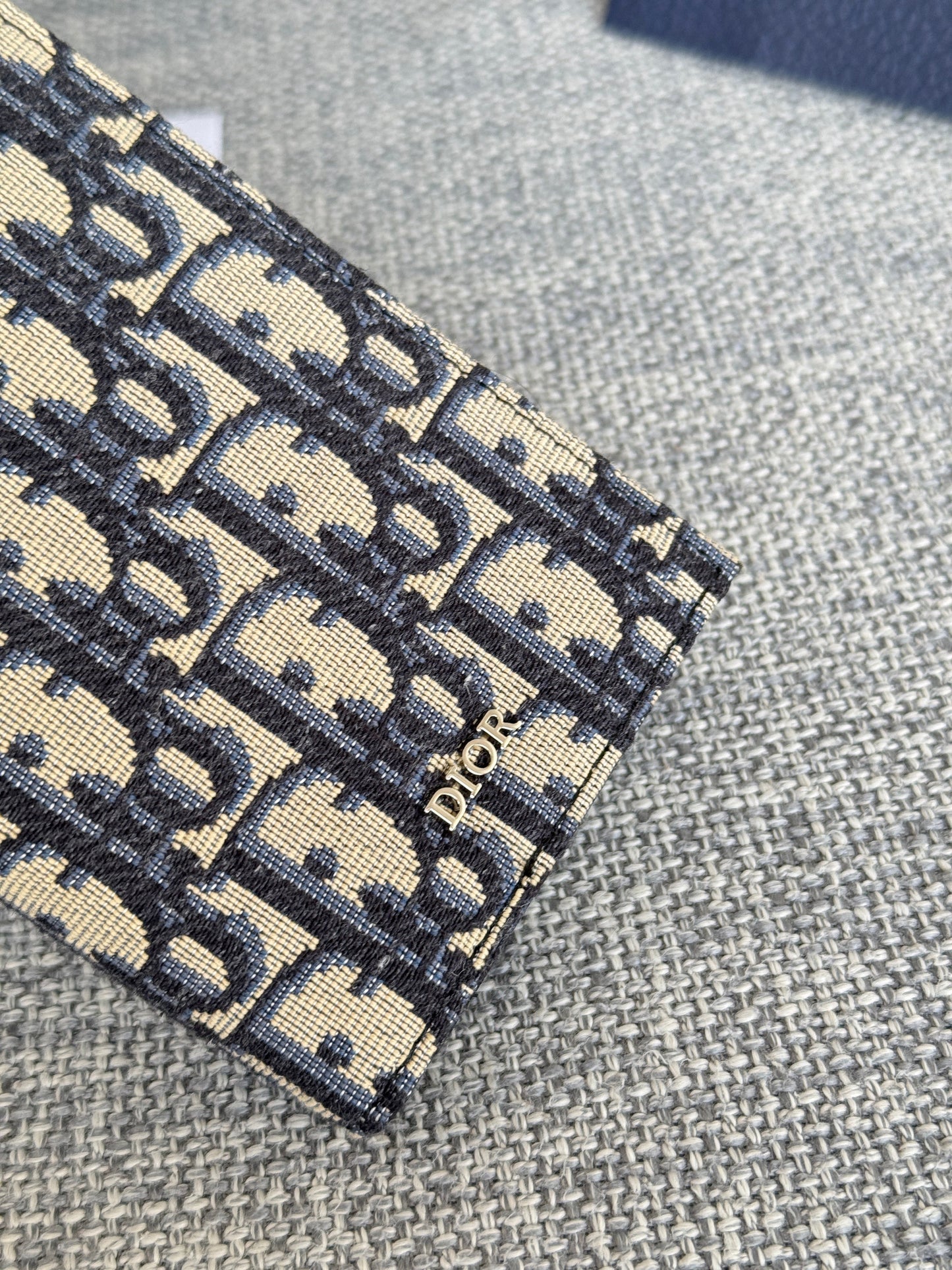 DIOR VERTICAL LONG WALLET 19 IN BLUE MONOGRAM OBLIQUE JACQUARD