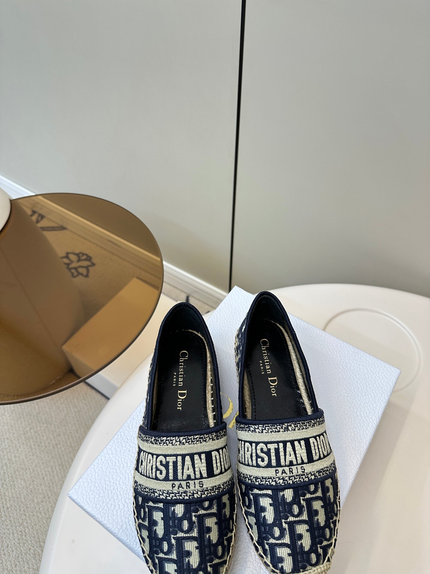 DIOR CD GRANVILLE ESPADRILLE BLUE OBLIQUE EMBROIDERED COTTON 01