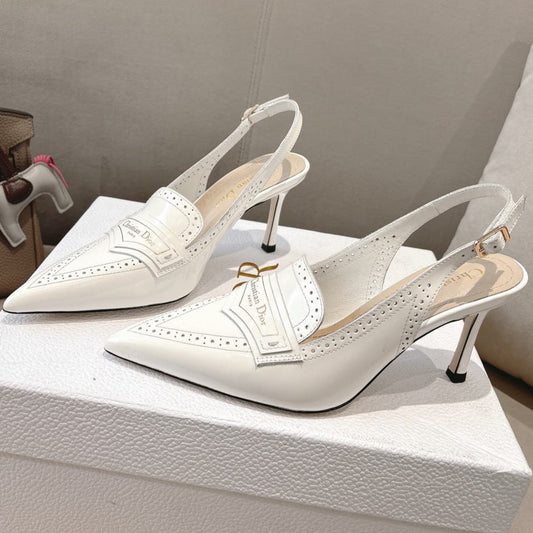 DIOR BOY SLINGBACK PUMP 35 MM IN WHITE CALFSKIN