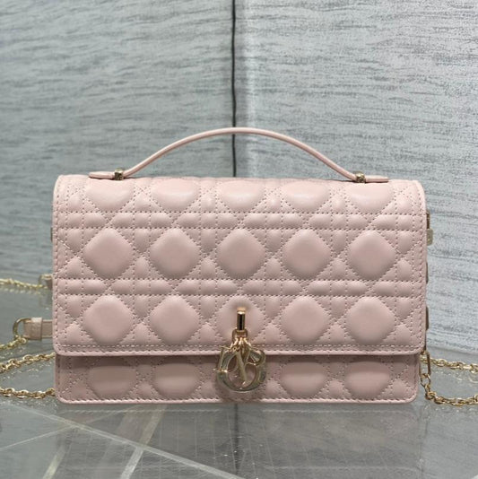 DIOR MINI BAG 24 IN LIGHT PINK PATENT CANNAGE CALFSKIN