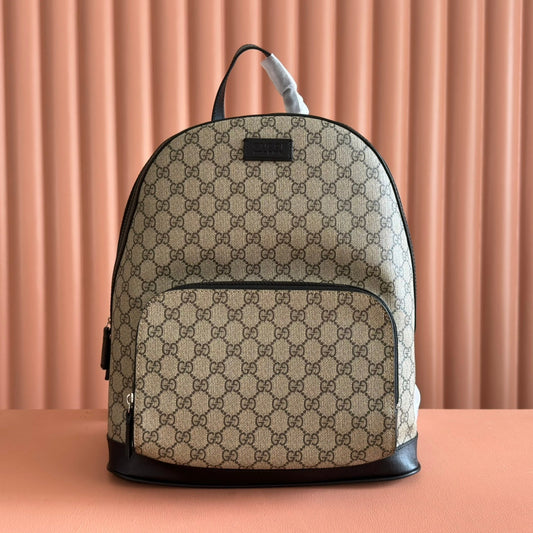 GUCCI EMBOSSED BACKPACK 40 IN BEIGE AND DARK BROWN CALFSKIN