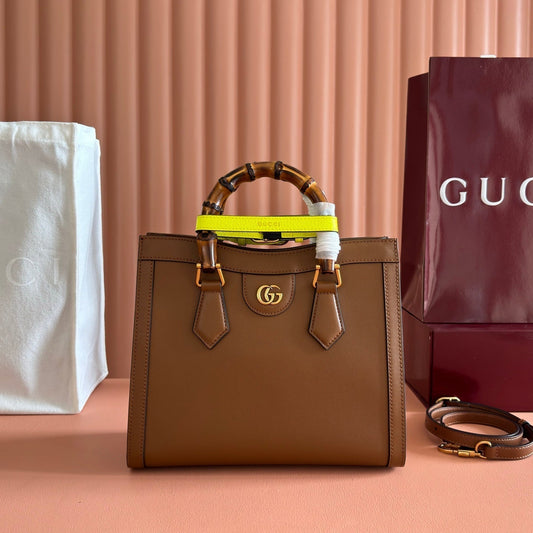 GUCCI 26S DIANA TOTE BAG 27 IN BROWN CALFSKIN