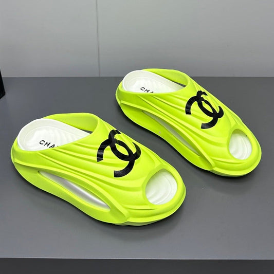 CHANEL New Double C Foam Lightweight Slippers Boat Lemon Yelllow